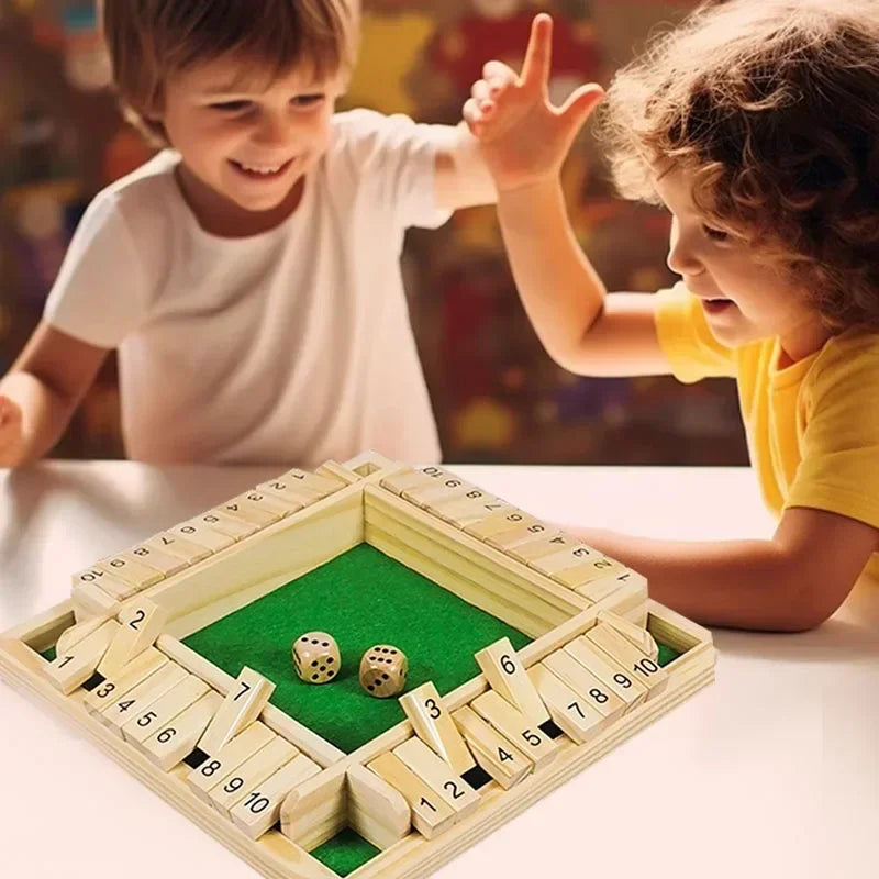 Wooden Dice Board Game Shut The Box for 4 Players Flaps & Dices Game Parent-children Interaction Family Entertainment by Smarsty