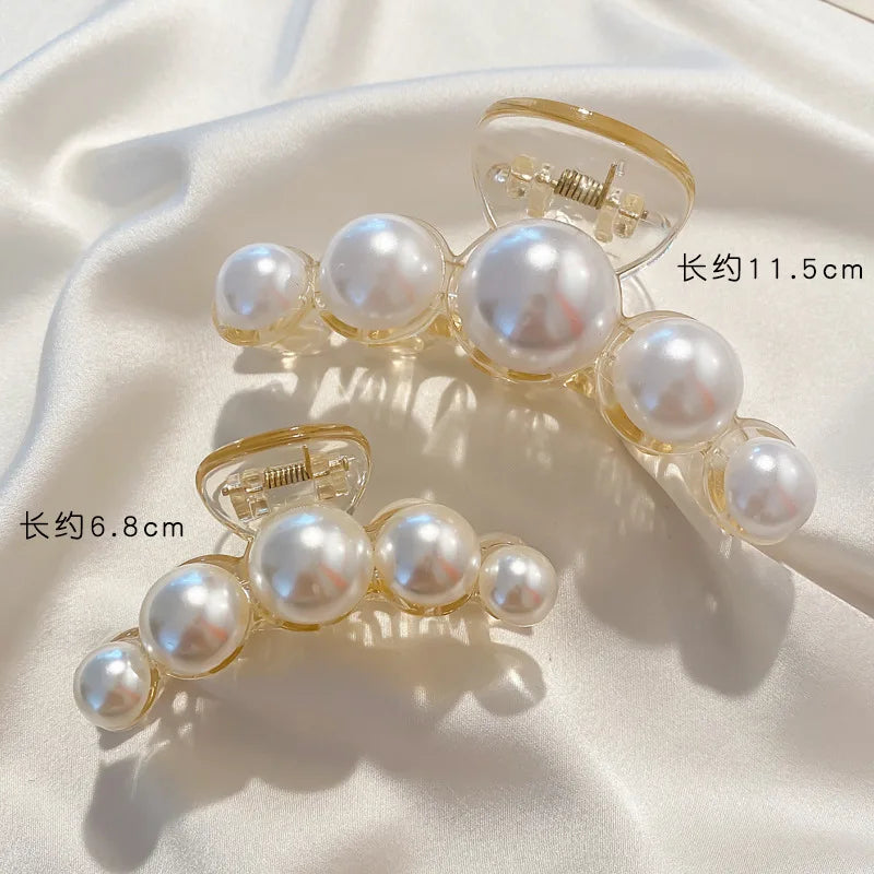 Large Pearl Hair Claw Clip Acrylic Fashion Barrette Stylish - Smarsty