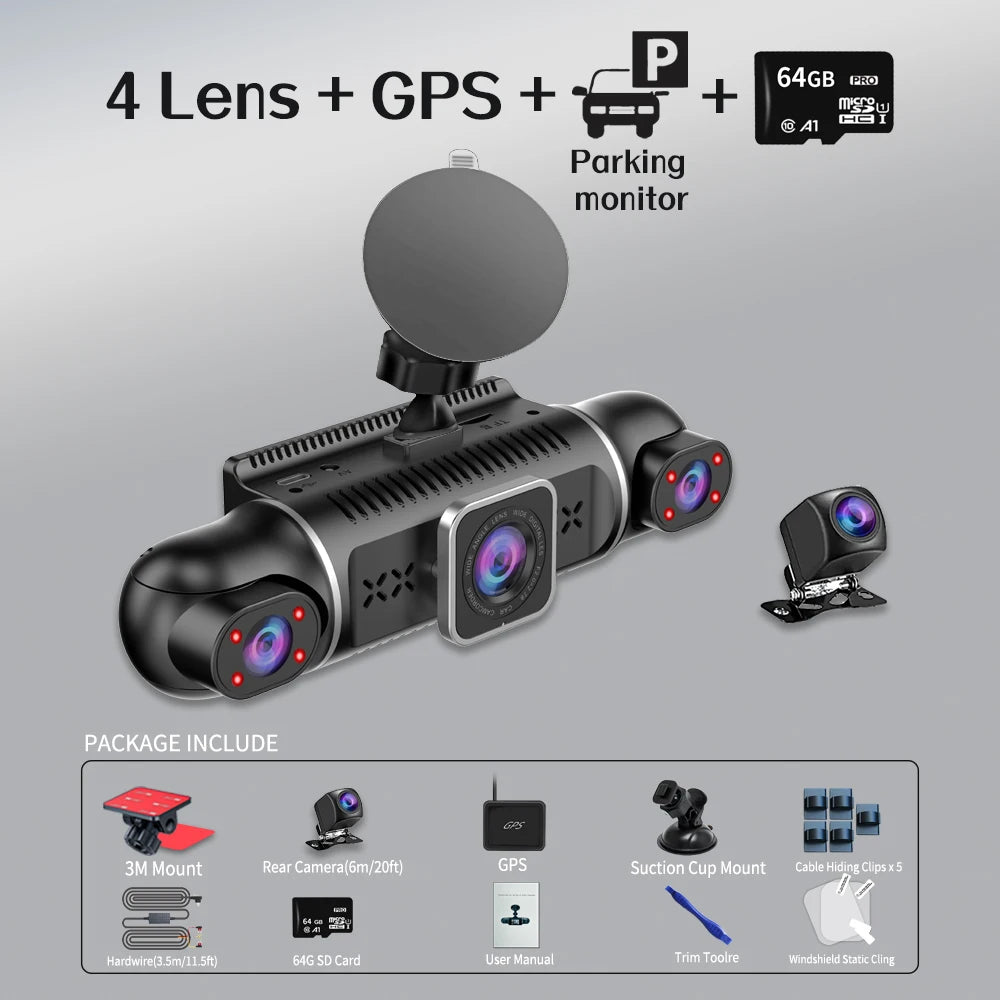 360 Degree Car Dash Cam With GPS WiFi 1080P Recording - Smarsty