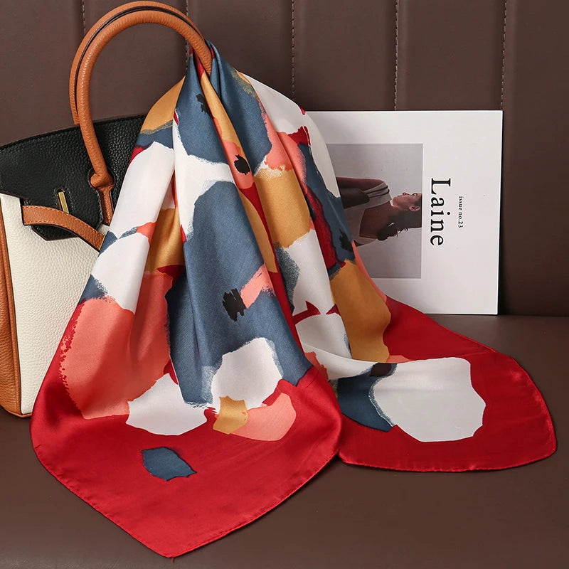 Luxury Silk Satin Headscarf for Women with Plaid Print - Smarsty