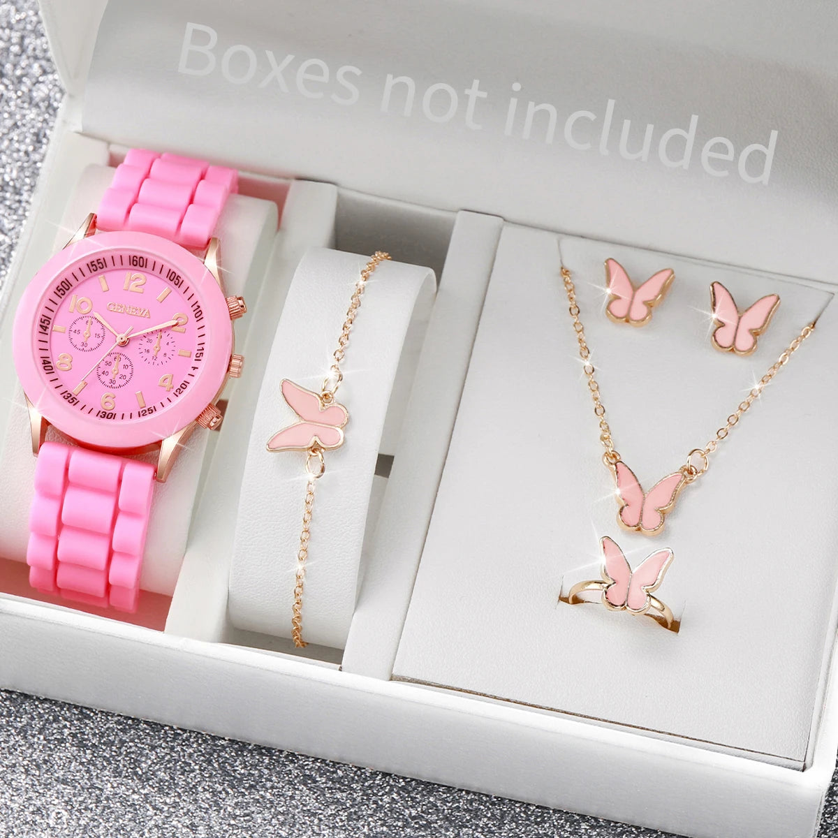 Fashionable Women Quartz Watches Set with Silicone Bands - Smarsty