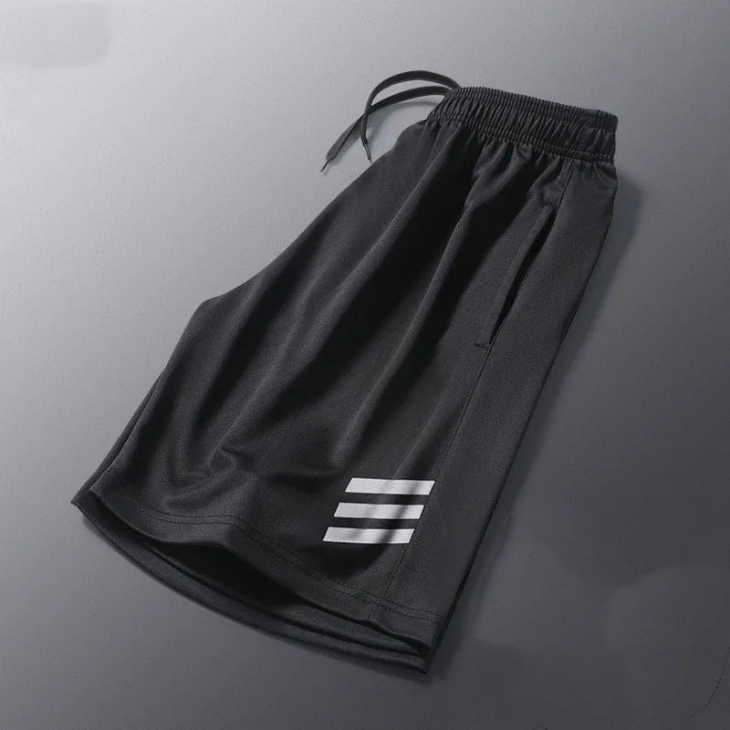 SONECHOKI Running Shorts Men Striped Printing Loose Basketball Sport Gym Breathable Shorts Fitness Training Workout Bottom Male - Smarsty