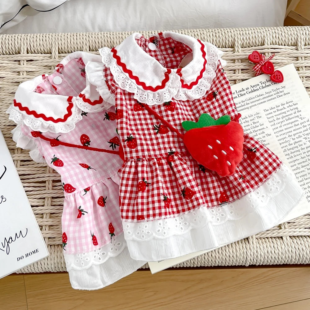 Cute Strawberry Dress for Dogs Summer Apparel - Smarsty