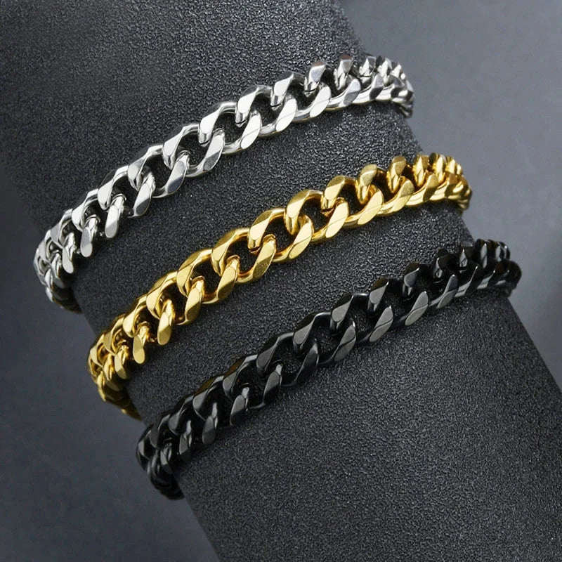 Stainless Steel Cuban Chain Bracelet Unisex Fashion Wristband - Smarsty