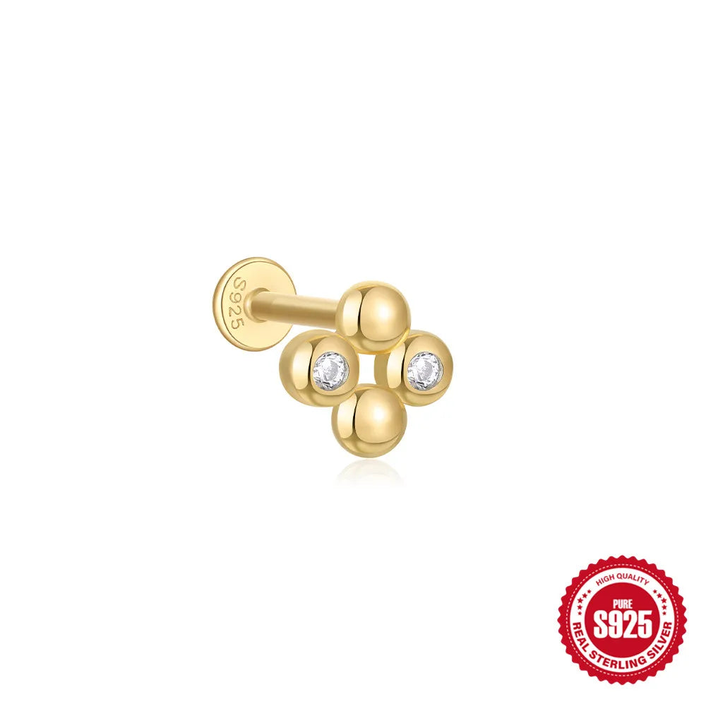 925 Silver Star Moon Zircon Stud Earrings Hypoallergenic - Smarsty