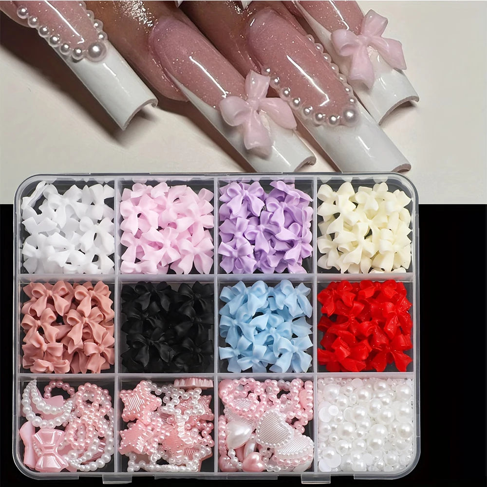 500PCS 3D Nail Art Decoration Kit with Colorful Resin Bows - Smarsty