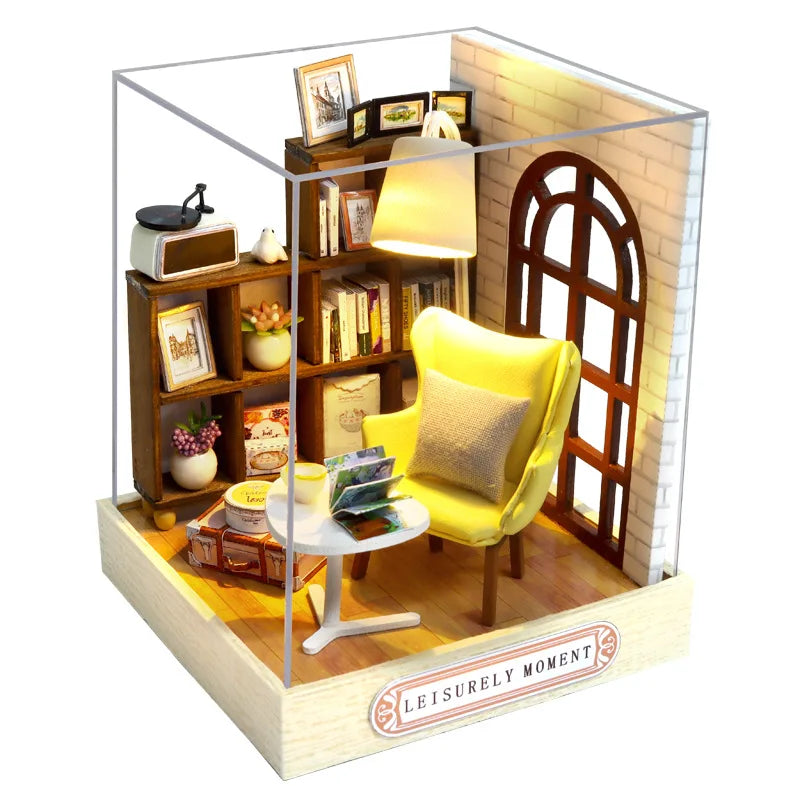 Wooden Mini Miniature Doll House DIY Small House Kit 3D Puzzle Building Assembly House Furniture Toy Children's Birthday Gifts