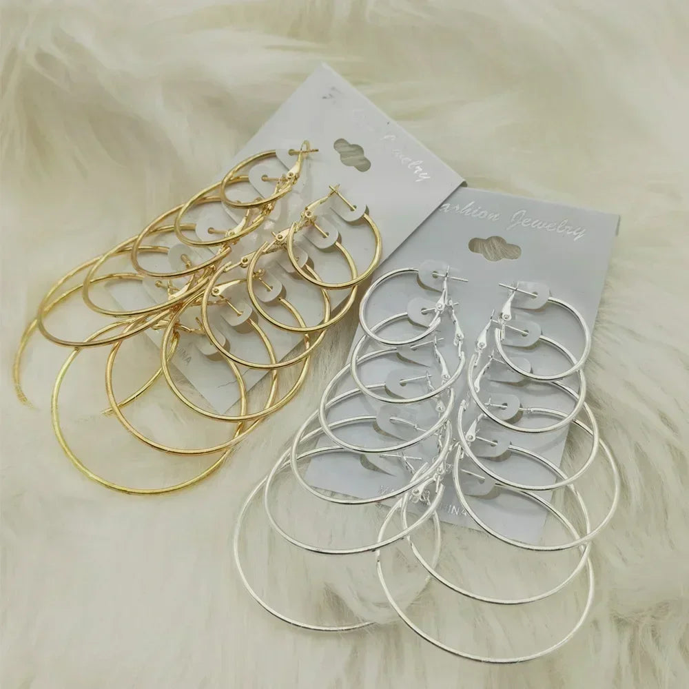 Big Circle Hoop Earrings Set for Women - Smarsty