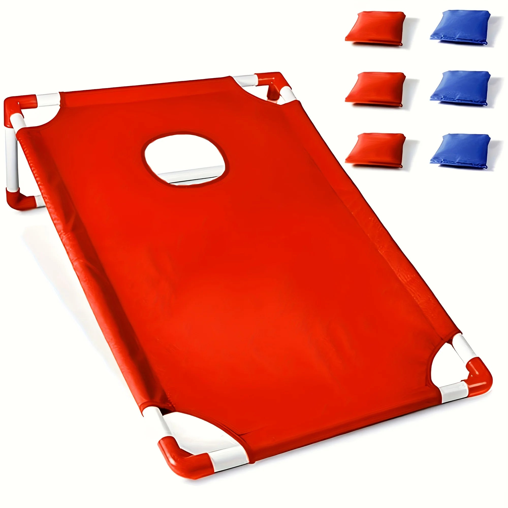 A Set of Red/Blue Portable Cornhole Game Set, Foldable and Durable, Summer Beach Bean Bag Toss Game, Suitable for Outdoor Parties, Camping, Beach and Backyard Entertainment - Perfect for Christmas, Easter, Thanksgiving and Gr