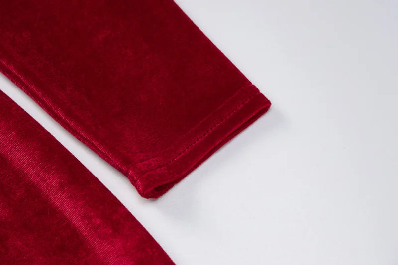 Women Elegant Long Sleeve Party Evening Velvet Bodycon Split Pencil Midi Dress Spring Autumn Clothes - Smarsty