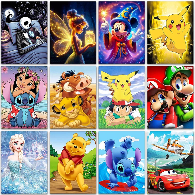 Disney Diamond Painting Kit Lilo Stitch Super Mario Pikachu - Smarsty