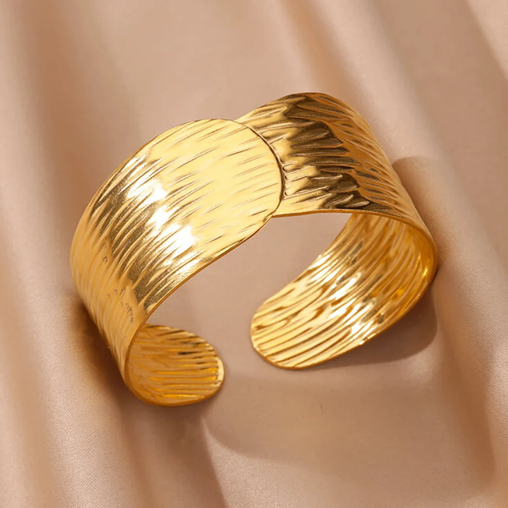 Luxury Gold Color Stainless Steel Cuff Bangle Bracelet - Smarsty