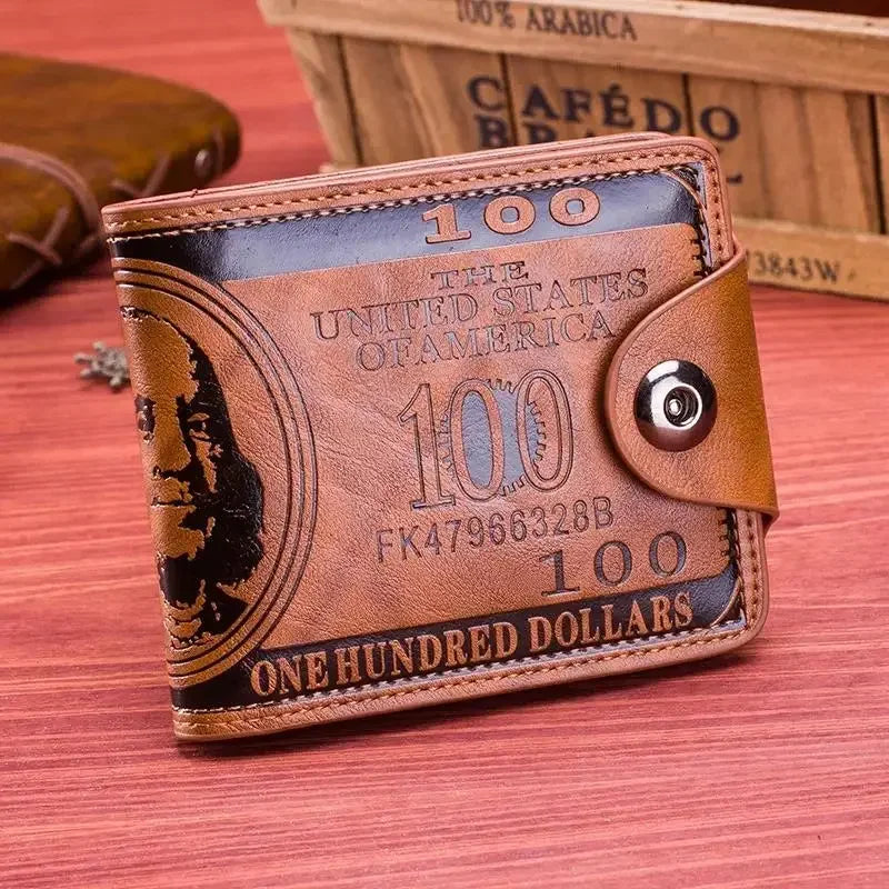 Fashion Wallets With 100 US Dollar Pattern Wallet Male Leather Photo Card Holder Large Capacity - Smarsty