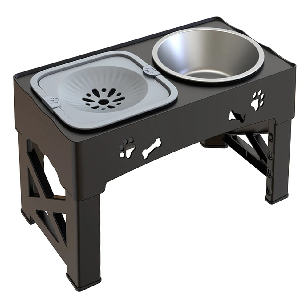 Adjustable 3 In 1 Pet Feeder With Slow Feed Bowls - Smarsty