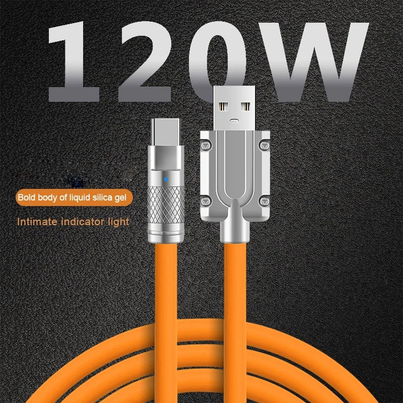 3PCS 120W Super Fast Charge Type-C Liquid Silicone Cable Quick Charge USB C Lines For Xiaomi Huawei Samsung USB Phone Data Wire - Smarsty