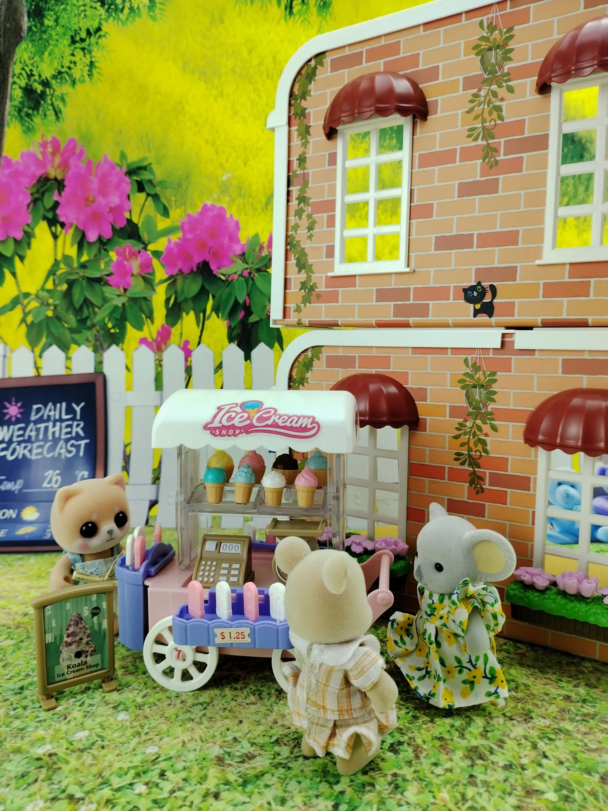 Girls kids Toys Miniature Dollhouse Furniture Shopping PlaySet DIY Family Games Supermarket Flower Store Pretend Toys by Smarsty