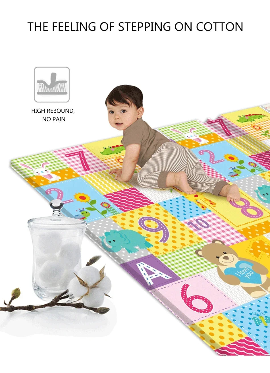 Foldable Baby Play Mat Children's Double-sided Pattern Protection Non-slip Activity Carpet Children's Educational Activity Mat by Smarsty