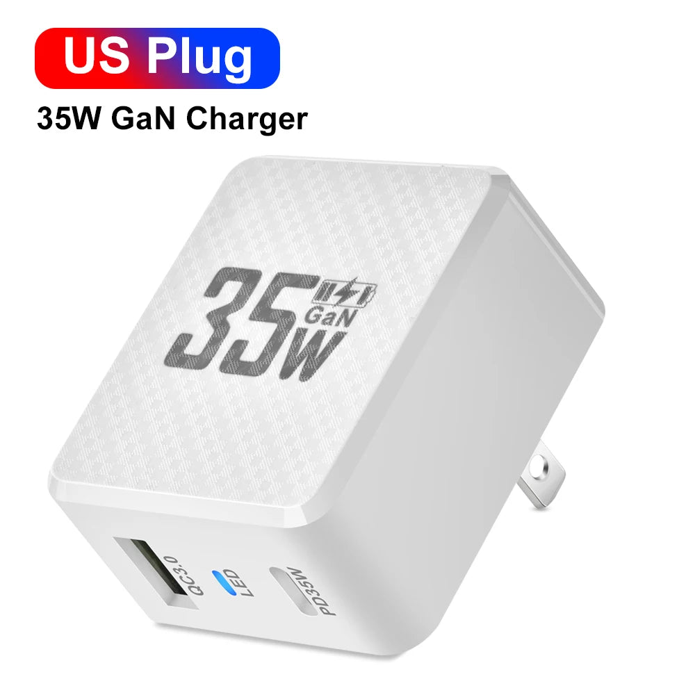 GaN USB C Charger 35W Fast Charge PD3 QC3 Compatible - Smarsty