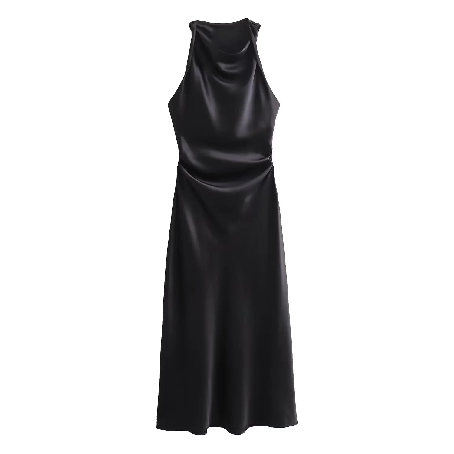 TRAF Satin Long Dresses for Women 2024 Summer Slip Midi Dress Woman Sexy Evening Party Dress Sleeveless Female Elegant Dresses - Smarsty