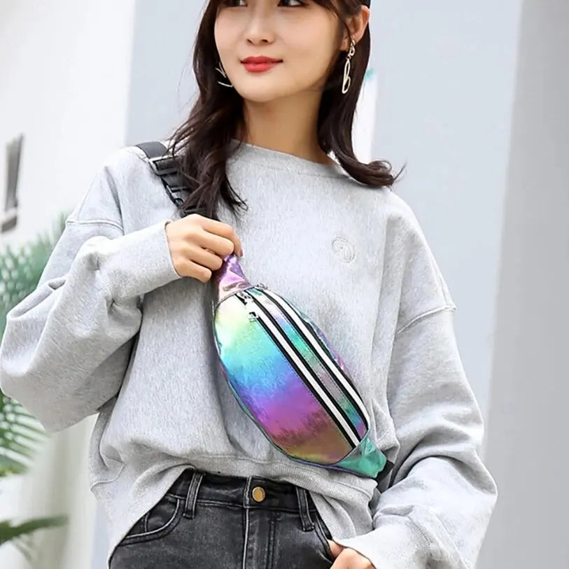 Holographic Fanny Pack Waist Bag For Travel And Beach - Smarsty