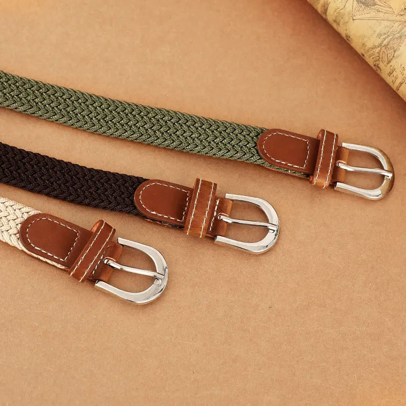 Women Elastic Woven Belt Casual Versatile Denim Accessory - Smarsty