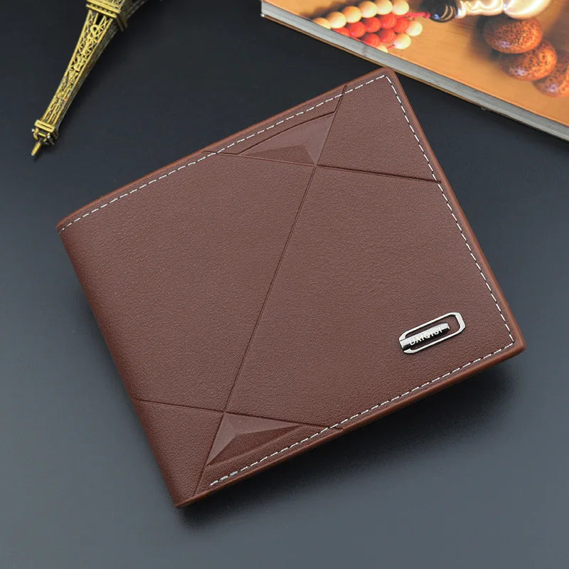 Men Short Bifold Faux Leather Masculina Billetera Credit ID Card Holder Wallet Billfold Purse Clutch Solid Hombre Business Slim - Smarsty