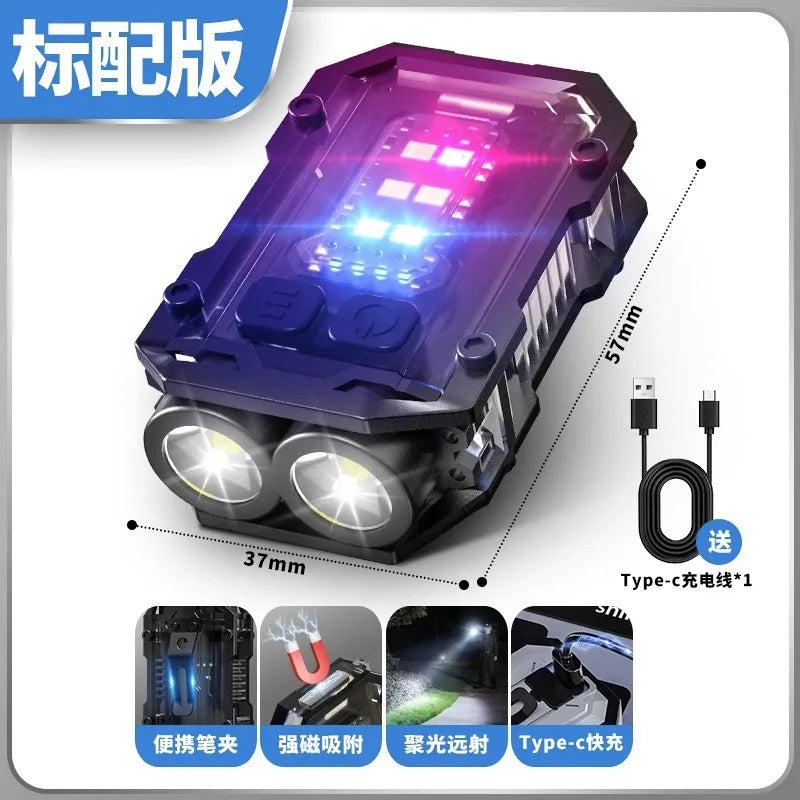 EDC Tactical Flashlight Portable Mini Light Outdoor Camping Hiking Tools Molle Clip USB Rechargeable Running Emergency Hiking