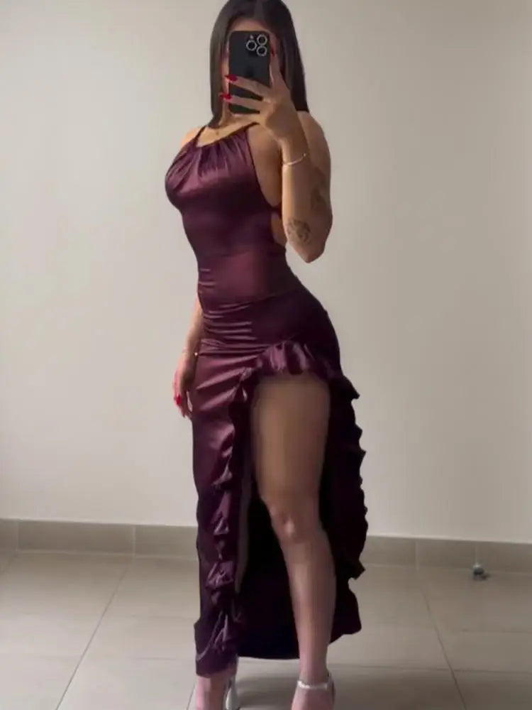 2024 Europe and the United States explosive new cross-border dress summer senior sense Y2K sexy halter Spice Girl dress - Smarsty