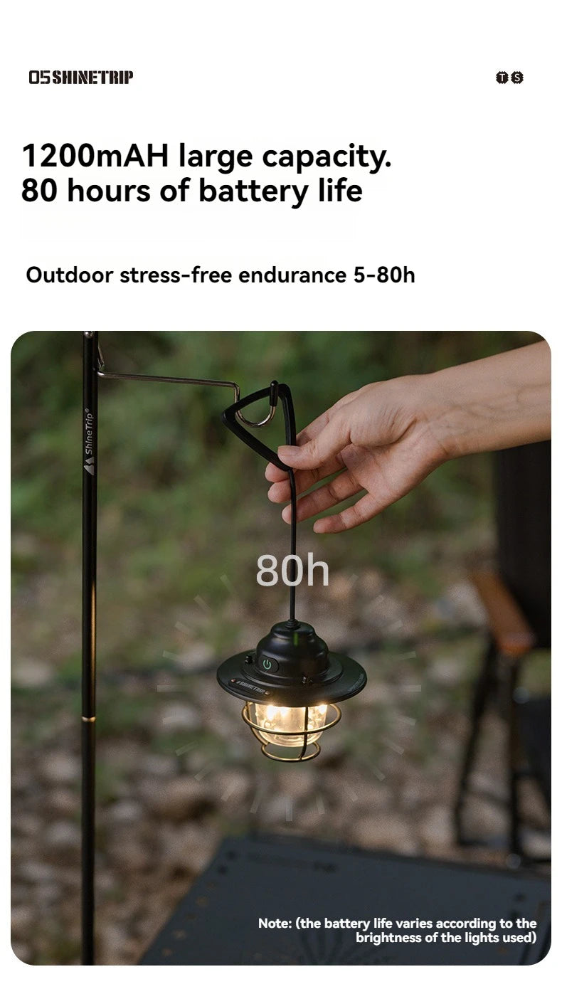Shine Trip Outdoor Retro Smalldroplight, Campsite Lamp, Atmosphere Lamp, USB Charging Tent Light, LED Camping Hangling Lamp by Smarsty