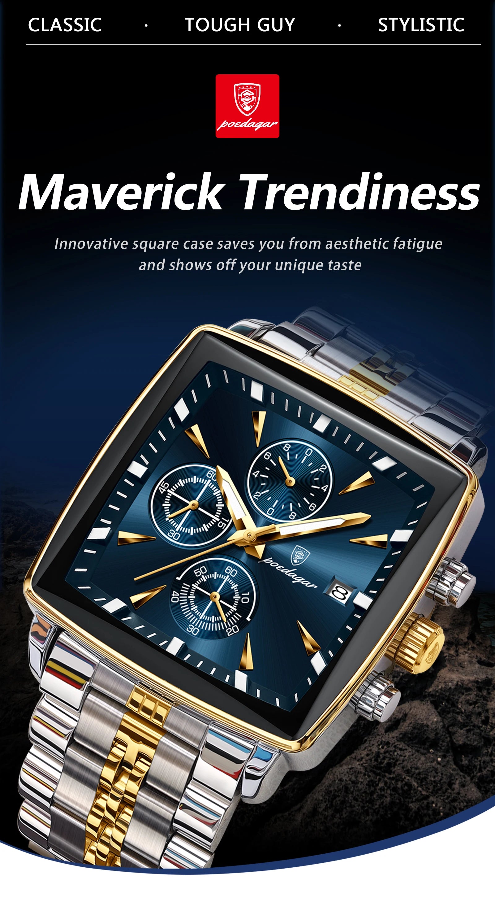 Luminous Waterproof Men's Chronograph Watch with Date - Smarsty