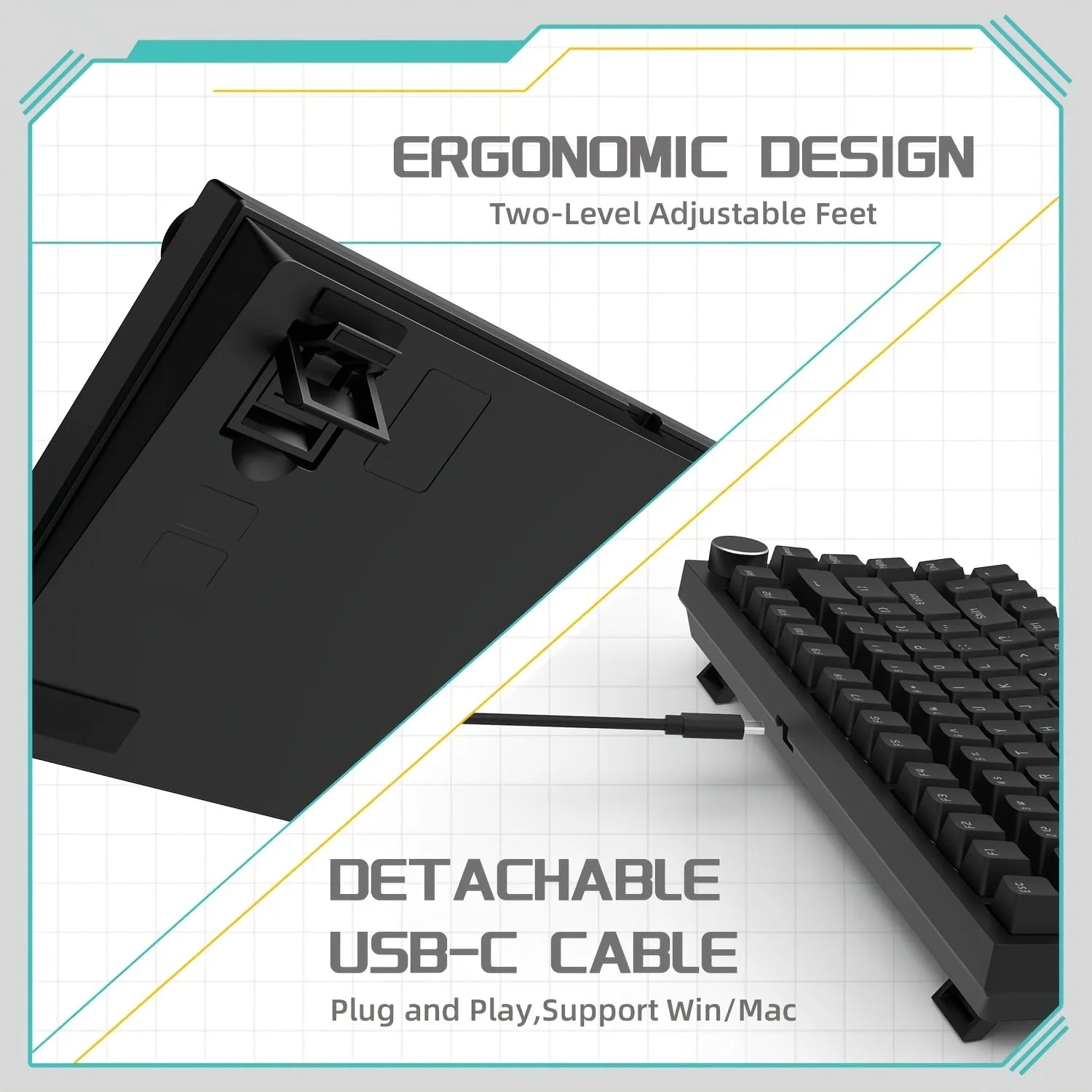 AK820 Mechanical Keyboard With Rotary Volume Control