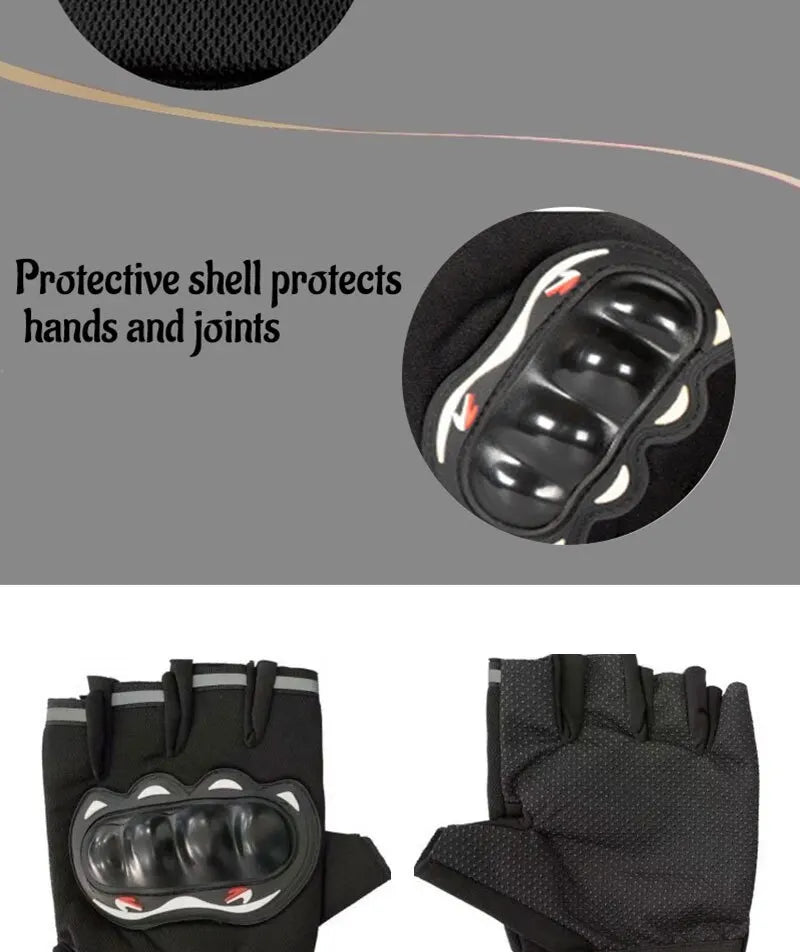 Men Half Finger Motorcycle Gloves Breathable Slip Resistant - Smarsty
