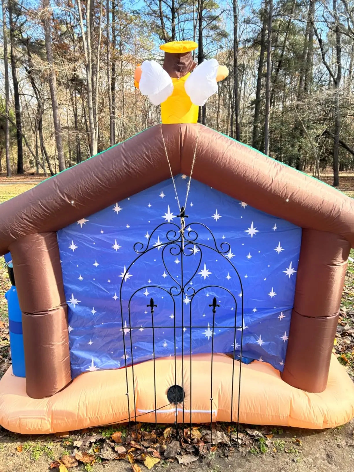 JOYFY 8 FT Long Christmas Inflatables Nativity Scene Christmas Nativity Set with Build-in LEDs for Xmas Party Yard Décor