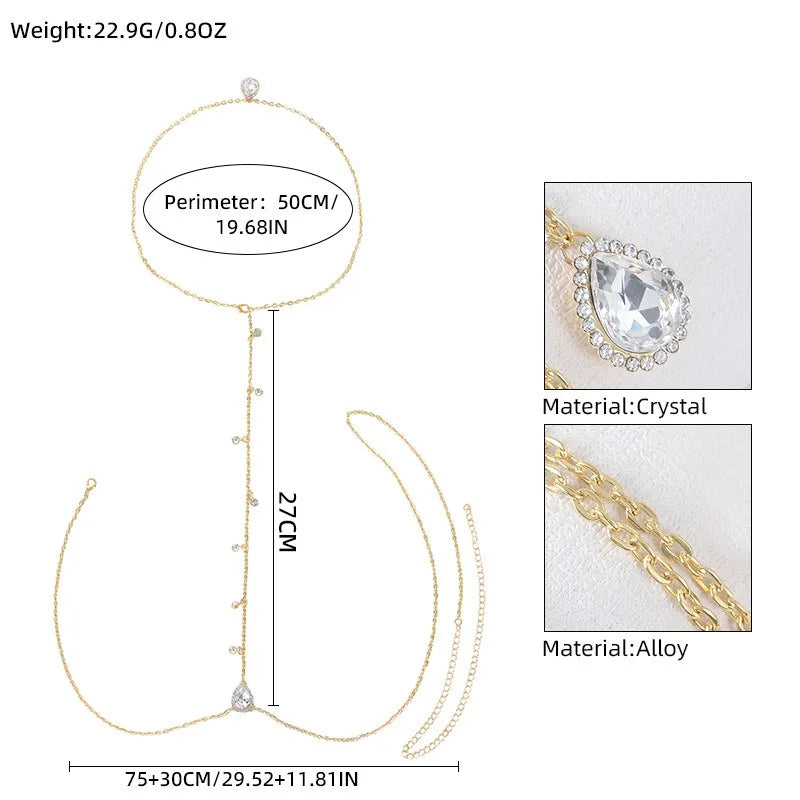 Backless Rhinestone Body Chain for Summer Beach Wear - Smarsty
