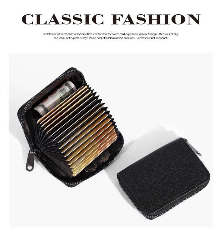 20 Detents Cards Holders PU Business Bank Credit Bus ID Card Holder Cover Coin Pouch Anti Demagnetization Wallets Bag Organizer