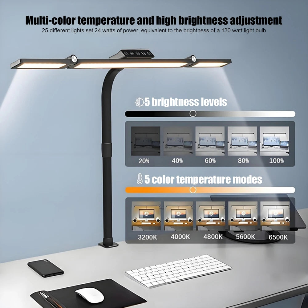 Home Office LED Desk Lamp with Stepless Dimming - Smarsty