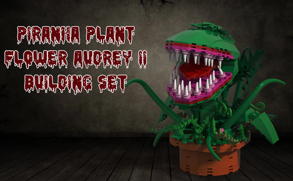 Audrey 2 Piranha Plant Bricks Compatible with Lego, Little Shop of Horrors Flowers Building Blocks, Gift for Halloween Christmas - Smarsty