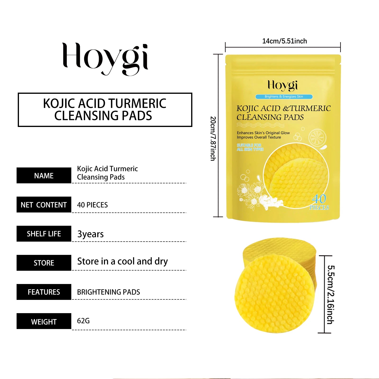 Turmeric Kojic Acid Cleansing Pads for Radiant Skin - Smarsty