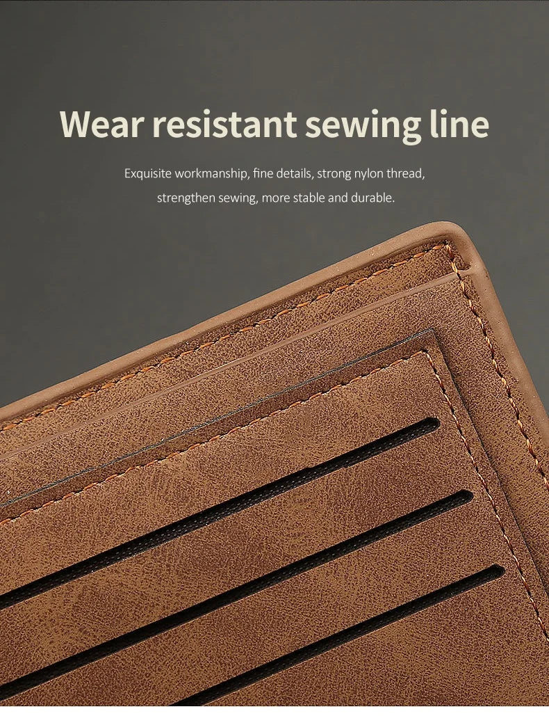 New Retro Men Leather Wallets Small Money Purses Design Dollar Price Top Men Thin Wallet With Coin Bag Zipper