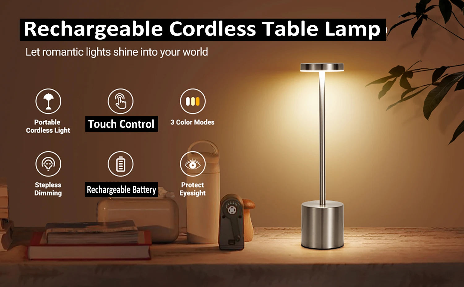 USB Rechargeable LED Night Light Touch Table Lamp - Smarsty