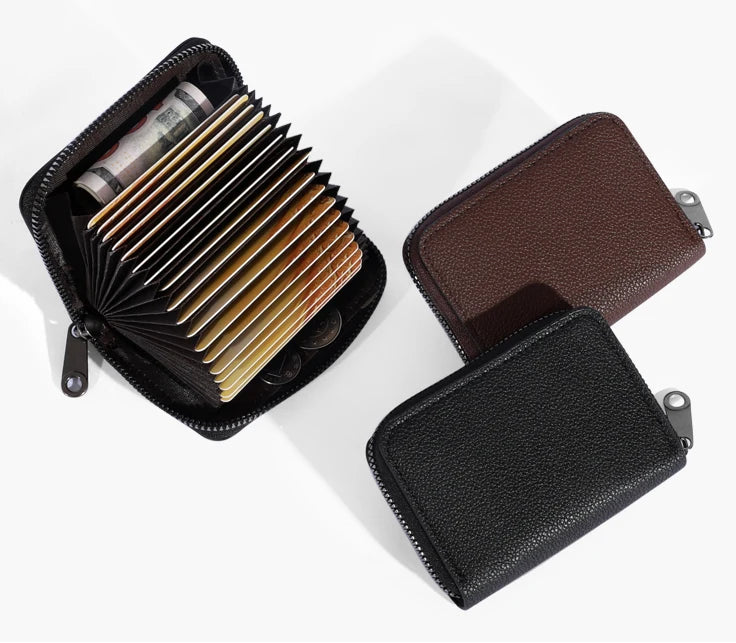 20 Detents Cards Holders PU Business Bank Credit Bus ID Card Holder Cover Coin Pouch Anti Demagnetization Wallets Bag Organizer