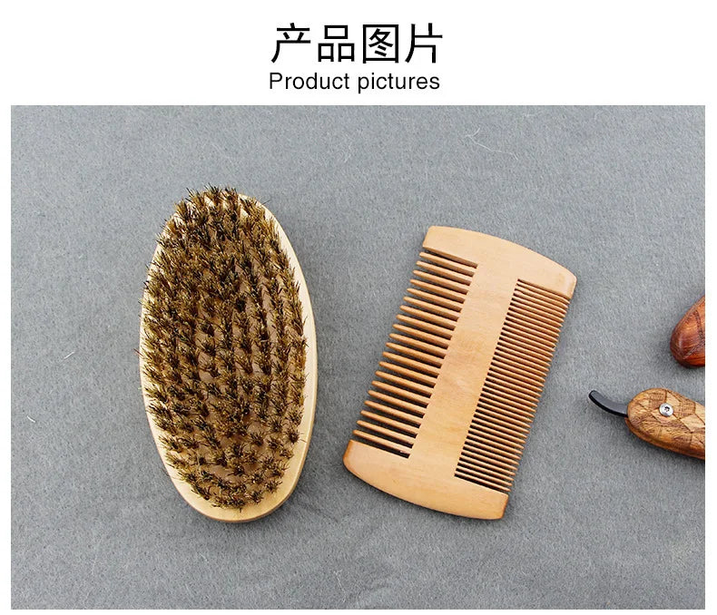 Men's Boar Bristle Shaving Brush Set for Precision Grooming - Smarsty