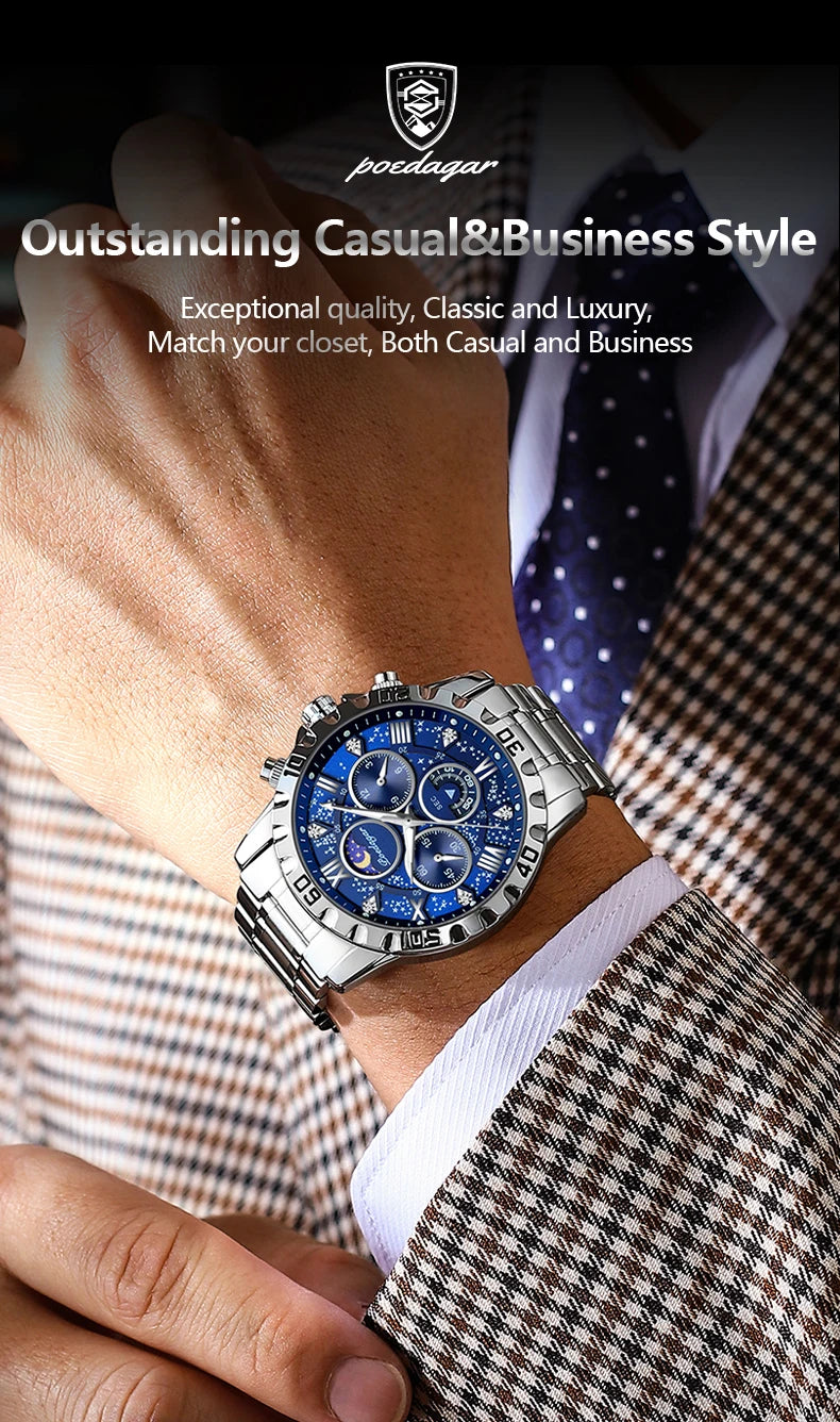 POEDAGAR Luxury Waterproof Quartz Sports Watch for Men - Smarsty