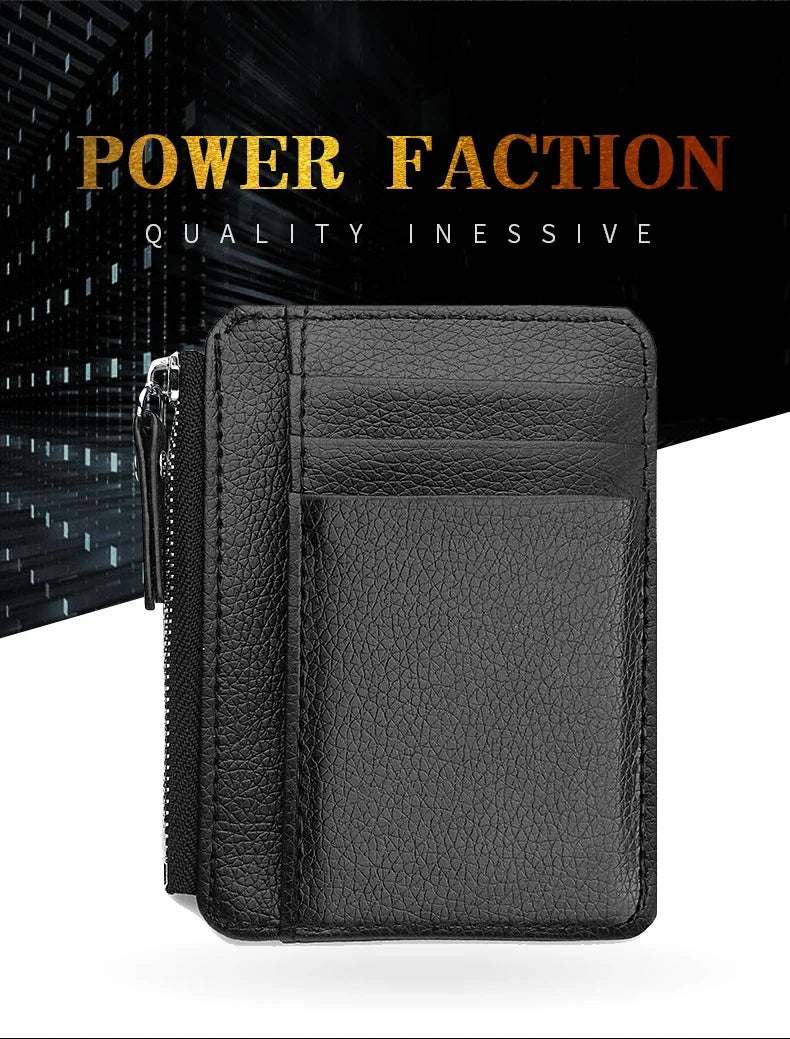 Mini Credit Card Wallet Id Card Holder Men's Small Wallet Thin Sleeve Zipper Short Coin Wallet