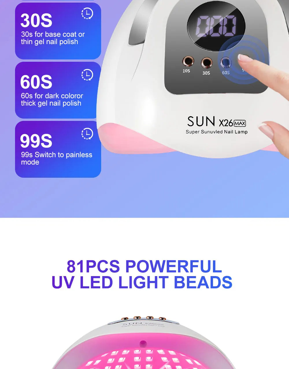 Sun X26 Max UV LED Nail Lamp with Auto Sensor - Smarsty