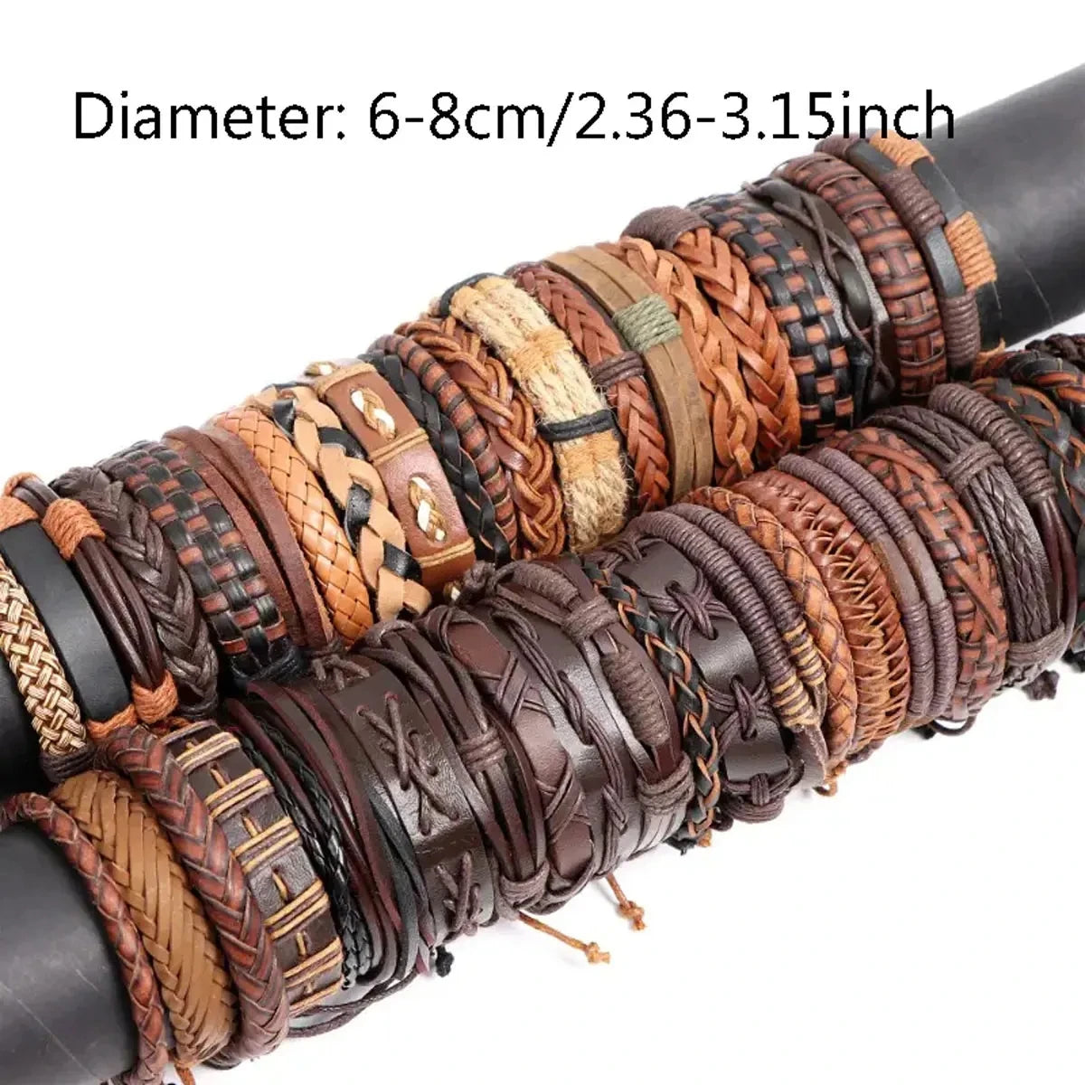10PCS Unisex Leather Rope Bracelets Vintage Style Gift - Smarsty