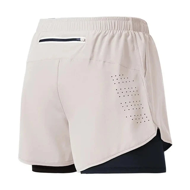 Men's Running Shorts Quick-drying Fitness Black Double Layer Shorts Men New Sport Workout Training Bodybuilding Short Pants - Smarsty