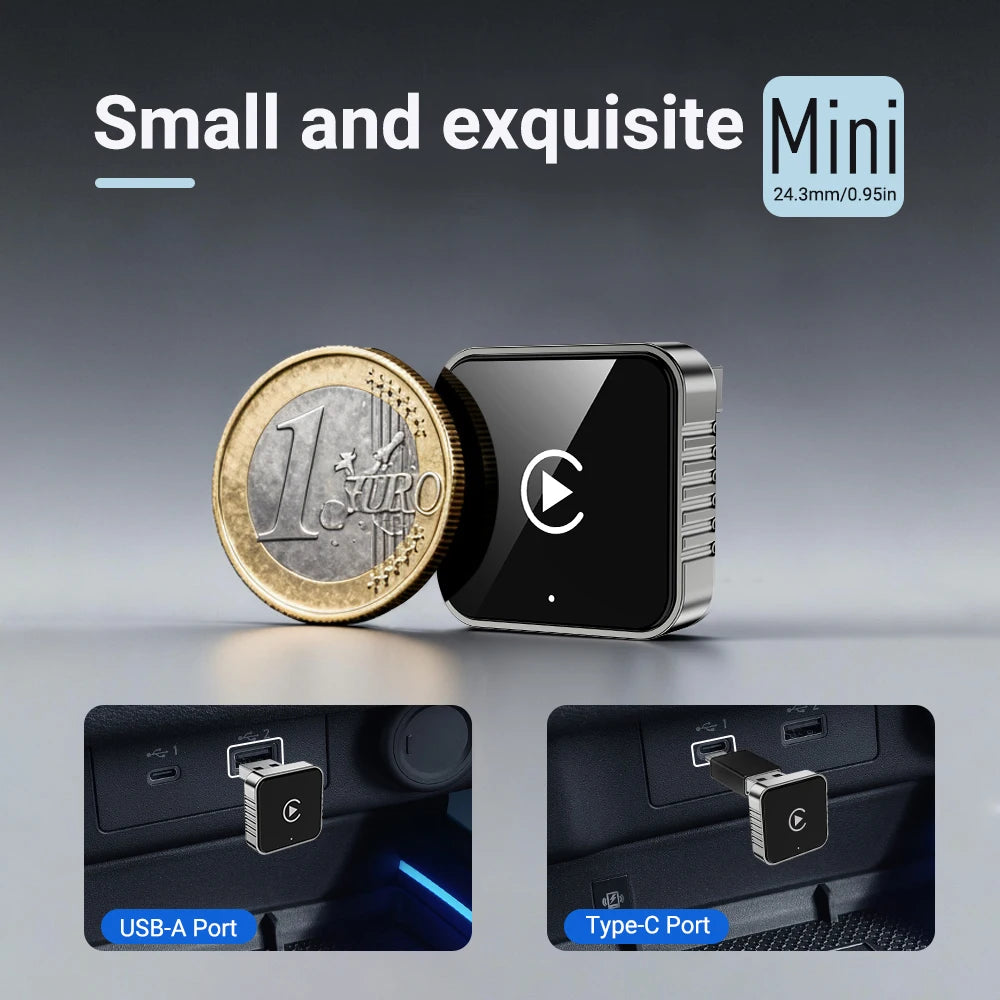 New Super Mini Carplay AI Box Wired to Wireless CarPlay/Android Auto 2in1 Box 5GHz WiFi5 for 99% Original Wired CarPlay/Auto Car - Smarsty