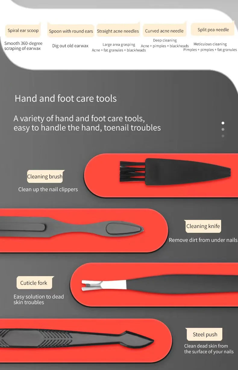 Convenient Black and Red Nail Clipper Set - Smarsty