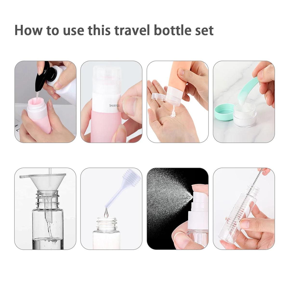 16 Pack Silicone Travel Bottles Set For Toiletries - Smarsty